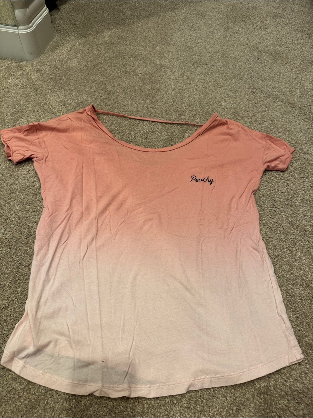 PINK Victoria's Secret Peach Ombre Scoop Tee